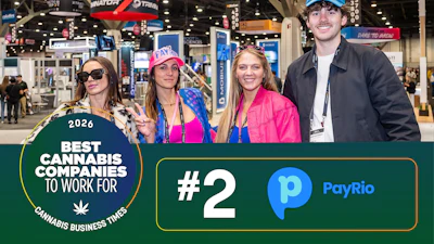 (Left to right) PayRio Account Executive Elise McRoberts, CEO Aubrey Amatelli, Director of Community Amanda Ferron, and Digital Marketing Manager Chase Nightingale at MJBizCon 2024
