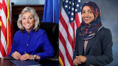 U.S. House Reps. Dina Titus, R-Nev., (left) and Ilhan Omar, D-Minn., introduced on April 20 the Higher Education Marijuana Research Act.