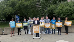 Students for Sensible Drug Policy hold a press conference outside the Drug Enforcement Administration's headquarters ahead of the administrative law judge hearing for the Schedule III proposed rule on June 29 in Arlington, Va.