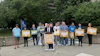 Activists representing Students for Sensible Drug Policy hold a press conference outside the Drug Enforcement Administration's headquarters ahead of the administrative law judge hearing for the Schedule III proposed cannabis rule on June 29 in Arlington, Va.