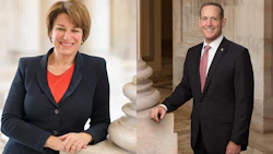 U.S. Sens. Amy Klobuchar, D-Minn. (left), and Ted Budd, R-N.C.