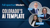 Full-spectrum Wisdom team members Jim Ickes, Keenan Jones, and Stacey Sanderson on dark blue background