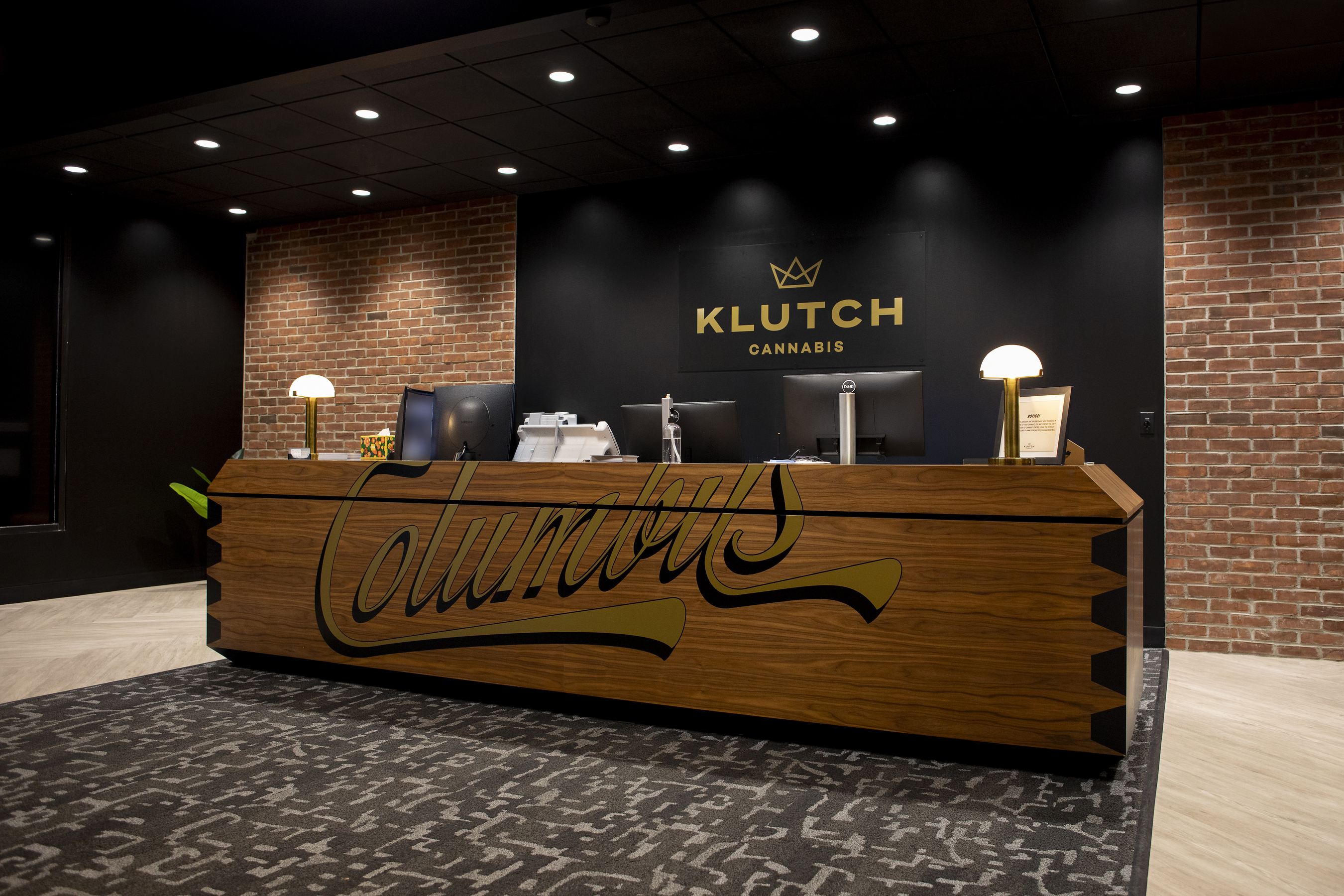 The check-in counter at Klutch Cannabis's first medical and recreational marijuana dispensary in Columbus, Ohio.
