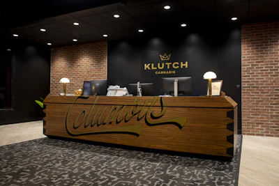 The check-in counter at Klutch Cannabis's first medical and recreational marijuana dispensary in Columbus, Ohio.
