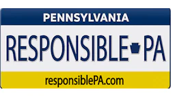 Responsible PA Pennsylvania logo with state outline symbol and website responsiblePA.com