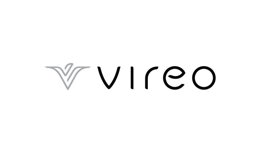 Vireo logo featuring abstract gray geometric icon with black text wordmark