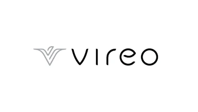 Vireo logo featuring abstract gray geometric icon with black text wordmark