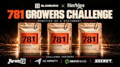 781 Growers Challenge promotional poster featuring three seed packets and partner brand logos on dark background with golden lighting effects