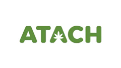 ATTACH brand logo with green text and white leaf icon