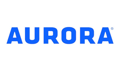 Aurora logo in bright blue with registered trademark symbol