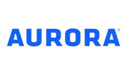 Aurora logo in blue with registered trademark symbol