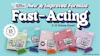 Effin' fast-acting formula product lineup featuring five flavored packets with 5-15 minute onset time on light blue background