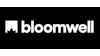 Bloomwell logo with mountain peak icon and white text on black background