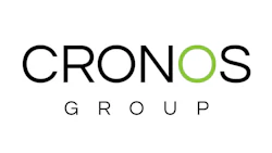 Cronos Group logo featuring black text with green circular accent