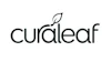 Curaleaf logo featuring dark teal wordmark with integrated leaf icon