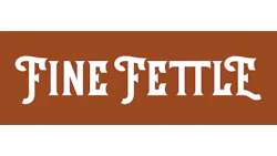Fine Fettle white text logo on burnt orange background