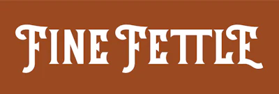 Fine Fettle white text logo on burnt orange background