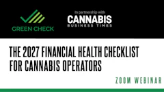 Green Check and Cannabis Business Times partnership banner for 2027 Financial Health Checklist webinar