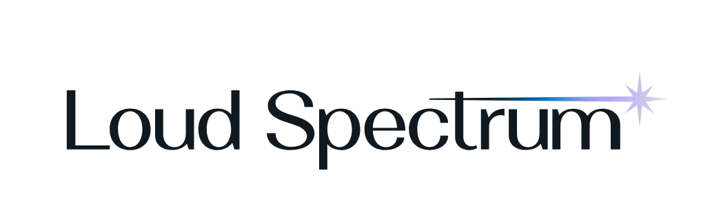 Loud Spectrum logo with black text and blue-purple star accent