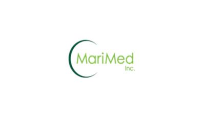 MariMed Inc. logo featuring a teal crescent symbol with lime green text