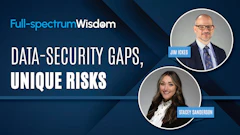 Full-spectrum Wisdom presentation featuring Jim Ickes and Stacey Sanderson discussing data-security gaps and unique risks