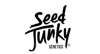 Seed Junky Genetics logo with black brushstroke lettering and registered trademark symbol
