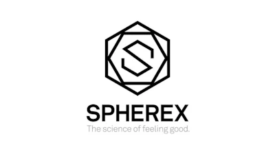 Spherex logo featuring geometric hexagon with nested 'S' symbol and tagline 'The science of feeling good'