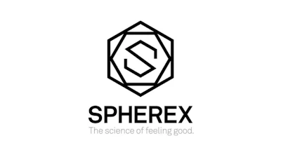 Spherex logo featuring geometric hexagon with nested 'S' symbol and tagline 'The science of feeling good'