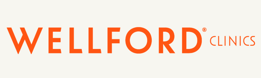 Wellford Clinics logo in bright orange text