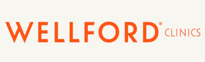 Wellford Clinics logo in bright orange text