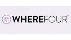 Wherefour logo with purple 3D box icon and black text wordmark