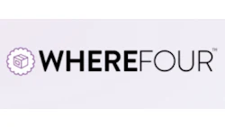 Wherefour logo with purple 3D box icon and black text wordmark